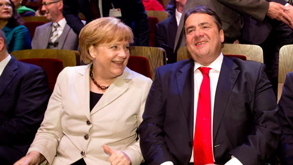 Angela Merkel mit SPD-Chef Gabriel