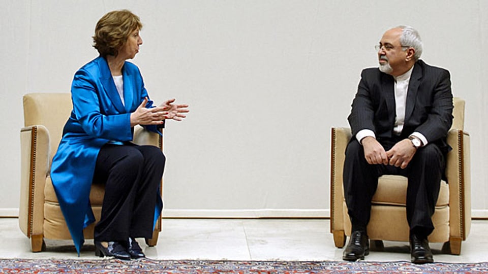 Treffen zwischen der EU-Aussenbeauftragten Catherin Ashton unddem iranische Aussenminister Mohammad Javad Zarif am 15. Oktober in Genf.