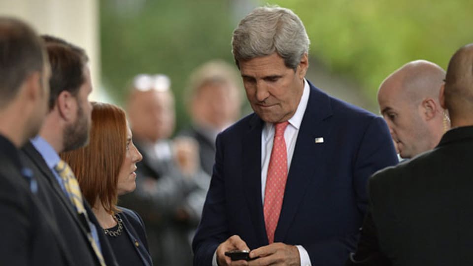 US-Aussenminister John Kerry bei der Ankunft am 8. November 2013 in Genf. Seit langer Zeit liegt erstmals in Sachen Atom-Streit eine Kompross-Idee auf dem Tisch.