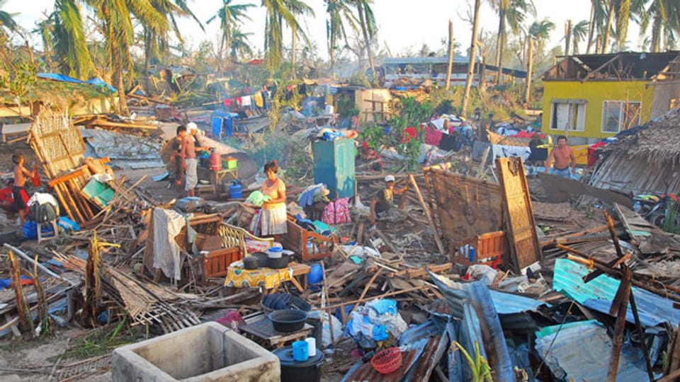 Verwüstetes Quartier im Zerstörungsgebiet des Taifuns