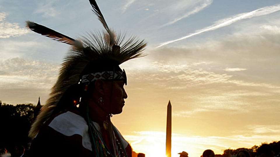 Ein Arapaho-Indianer auf der Mall in Washington.