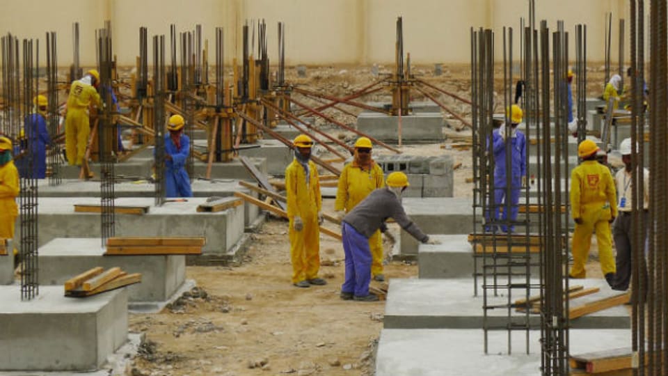 Wanderarbeiter auf einer Baustelle in Doha