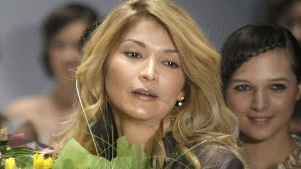 Gulnara Karimowa, die glamouröse Tochter von Usbekistans autoritärem Präsident an den Fashion Weeks in Moskau im April 2012.