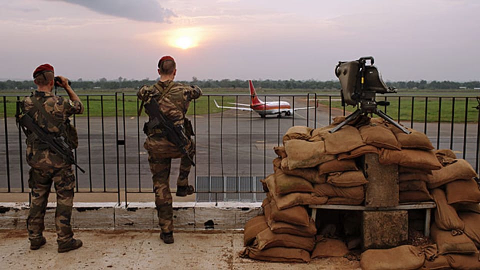 Französische Soldaten auf dem Flughafen von Bangui, der Hauptstadt der Zentralafrikanischen Republik.