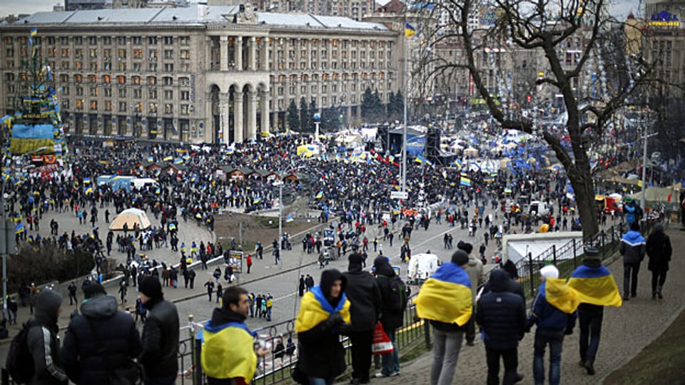 Demonstration auf dem Maidan, dem Unabhängigkeitsplatz, der ukrainischen Hauptstadt Kiew.