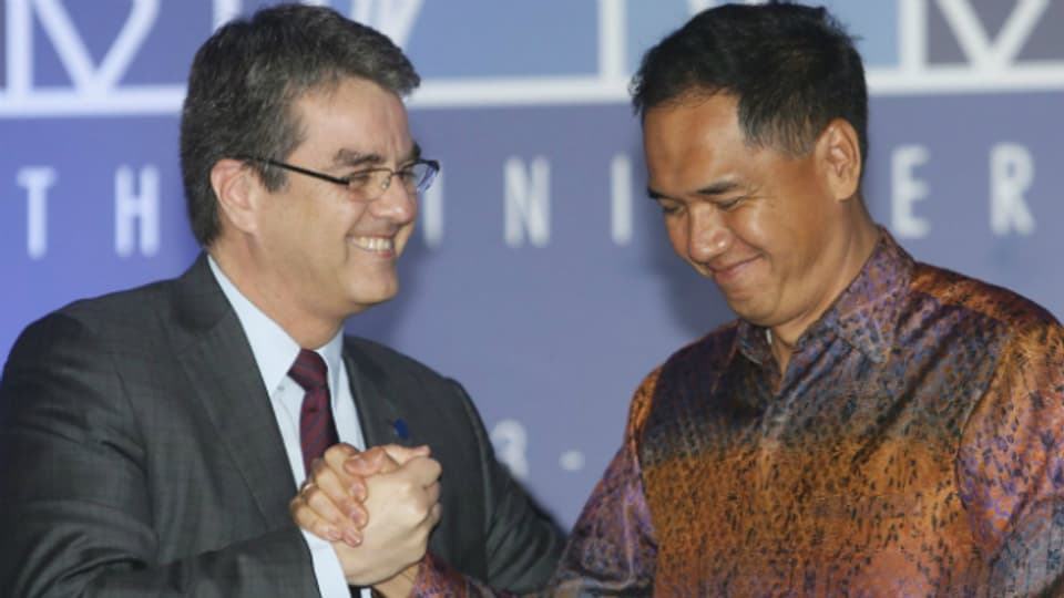 Sichtlich erleichtert: WTO-Generaldirektor Azevedo und Indonesiens Handelsminister Wiryawan nach der Einigung.