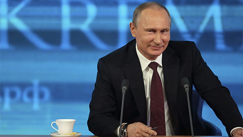 Russlands Präsident Wladimir Putin an der Jahresend-Medienkonferenz in Moskau.