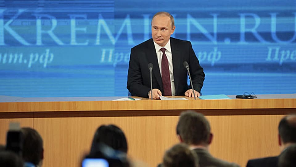 Wladimir Putin an seiner Jahresend-Medienkonferenz in Moskau.