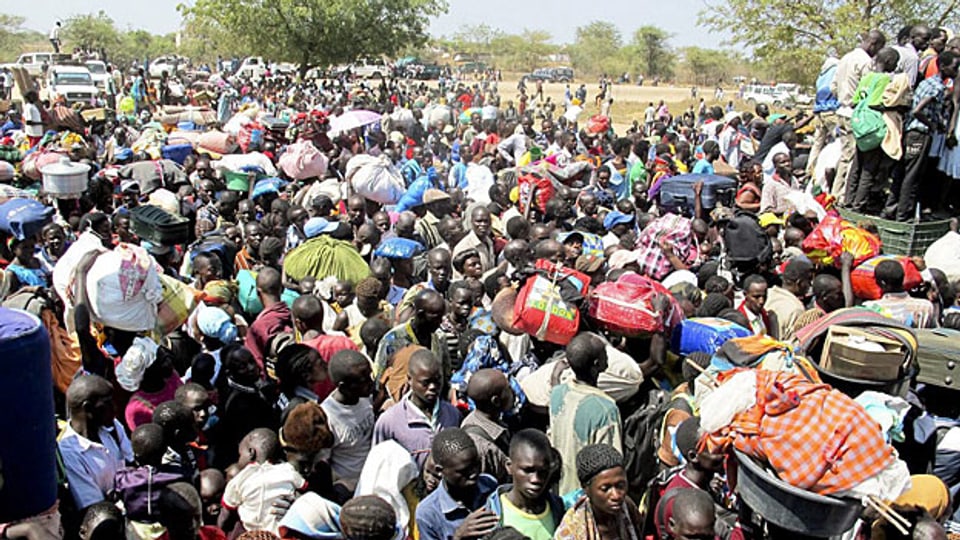 Tausende Zivilisten suchen Schutz vor der Gewalt. Flüchtlingslager der Uno in der Nähe der Ortschaft Bor.