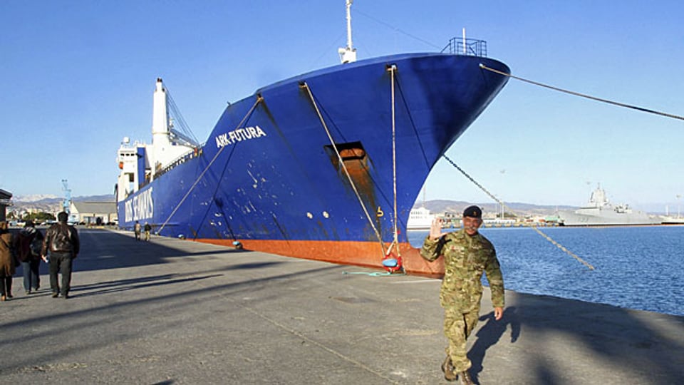 Eines der zwei dänisch-norwegischen Frachtschiffe, die die syrischen Chemiewaffen abtransportieren.