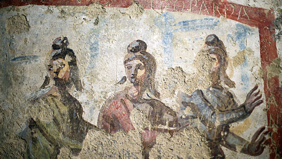 Ein Fresko in einer Römer Katakombe.