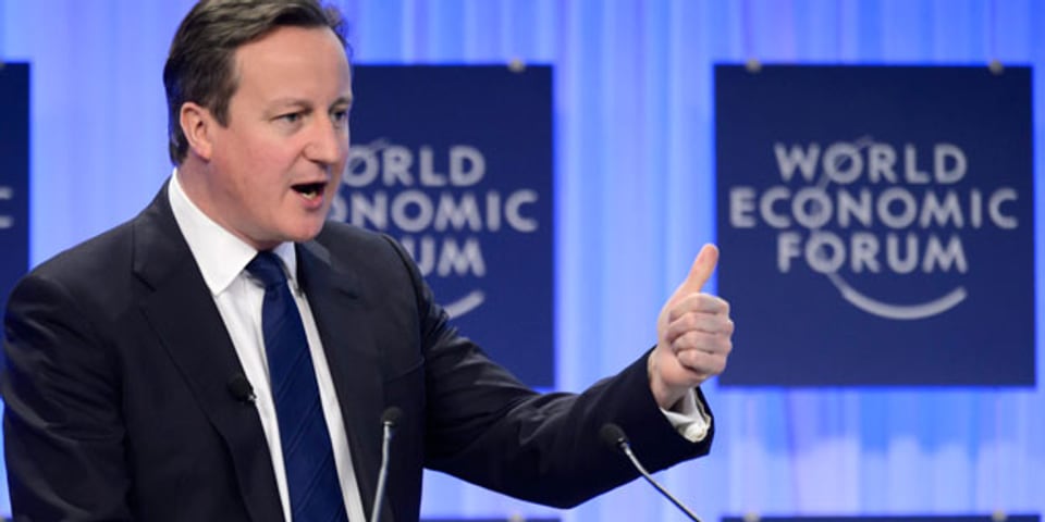 Der britische Premierminister David Cameron am World Economic Forum, WEF, in Davos, am 24. Januar 2014.