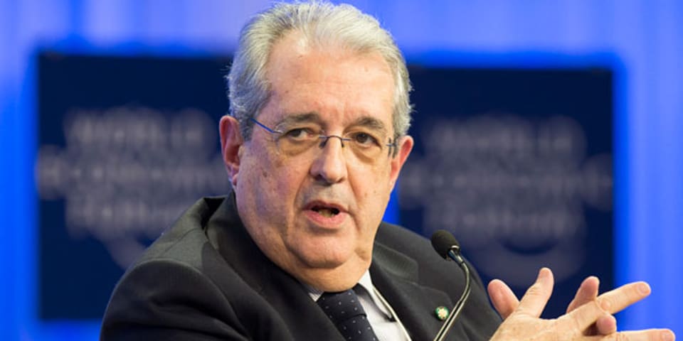 Fabrizio Saccomanni, Finanzminister von Italien, während einer Podiumsdiskussion auf der 44. Jahrestagung des World Economic Forum, WEF in Davos am 23. Januar 2014.