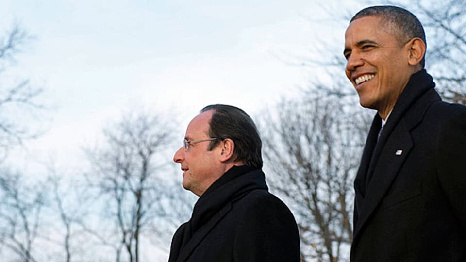 François Hollande und Barack Obama auf dem Landsitz Monticello.
