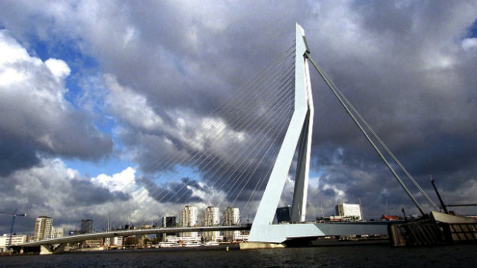 Sicht auf Erasmusbrücke in Rotterdam.