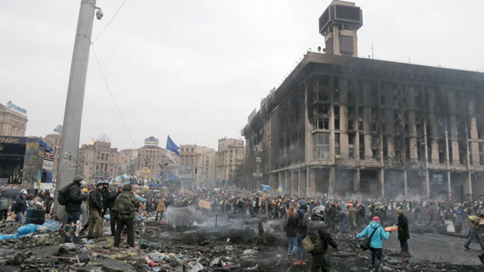 Zustände fast wie im Krieg. Kiew, am 20. Februar 2014.