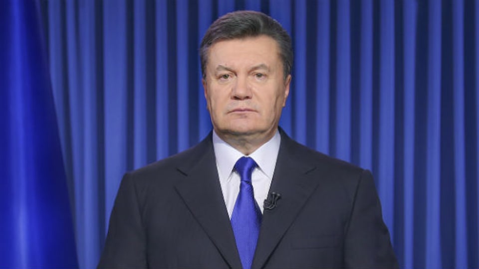 Ukrainischer Präsident Janukowitsch am Fernsehen