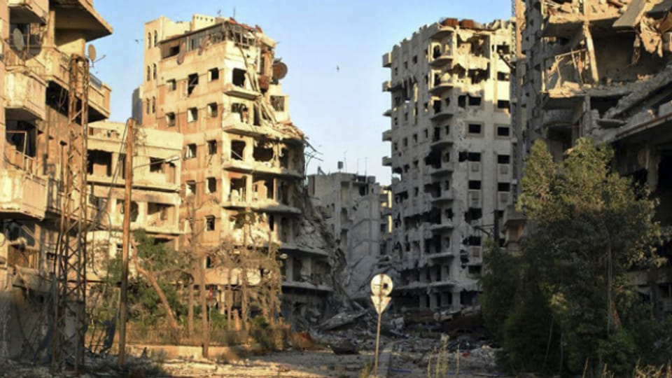 zerbombte Häuser in Homs.