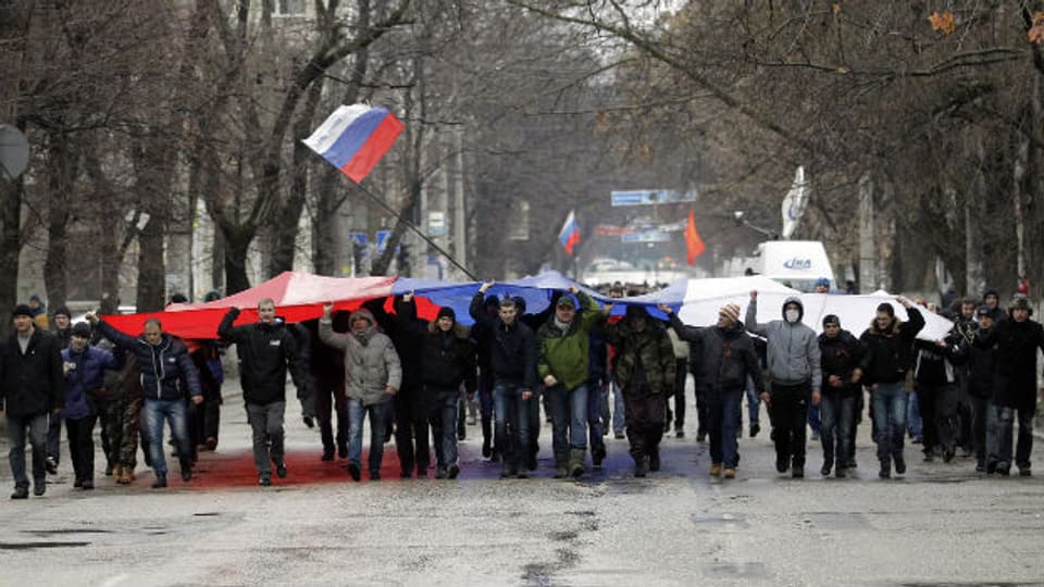 Pro-Russische Proteste in Simferopol, Hauptstadt der Krim.