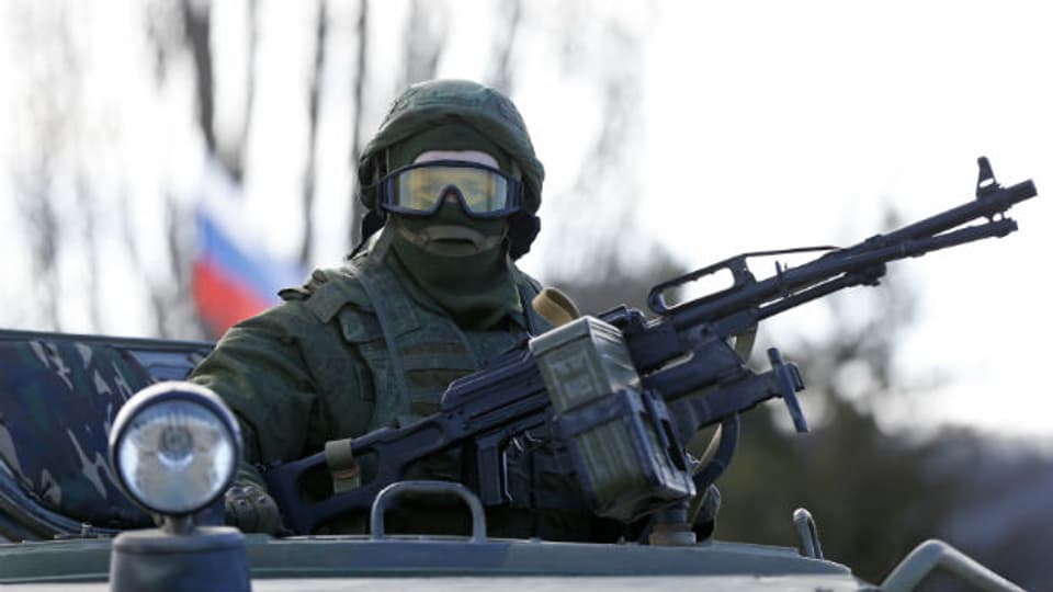 Russischer Soldat in der Nähe von Simferopol.