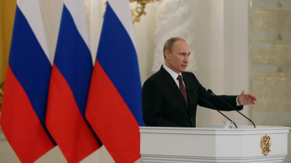 Präsident Putin bei seiner Rede zur Krim im Parlament.