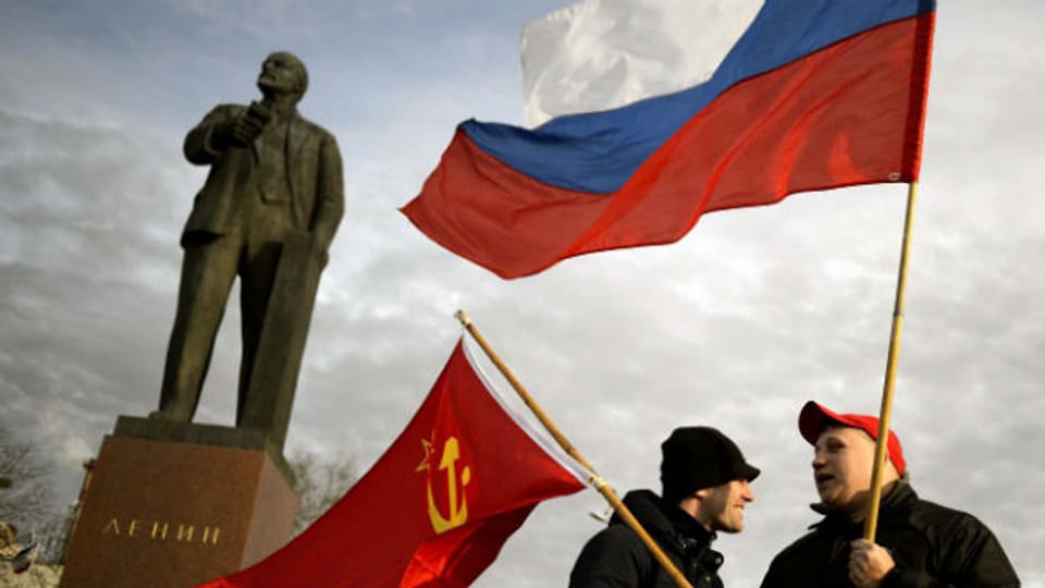 Russland-Sympathisanten auf Lenin-Platz in Simferopol