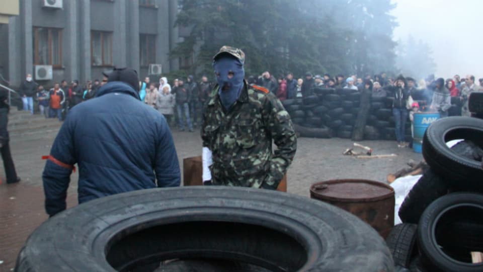 Pro-Russische Aktivisten in der Ost-Ukrainischen Stadt Makeyevka.