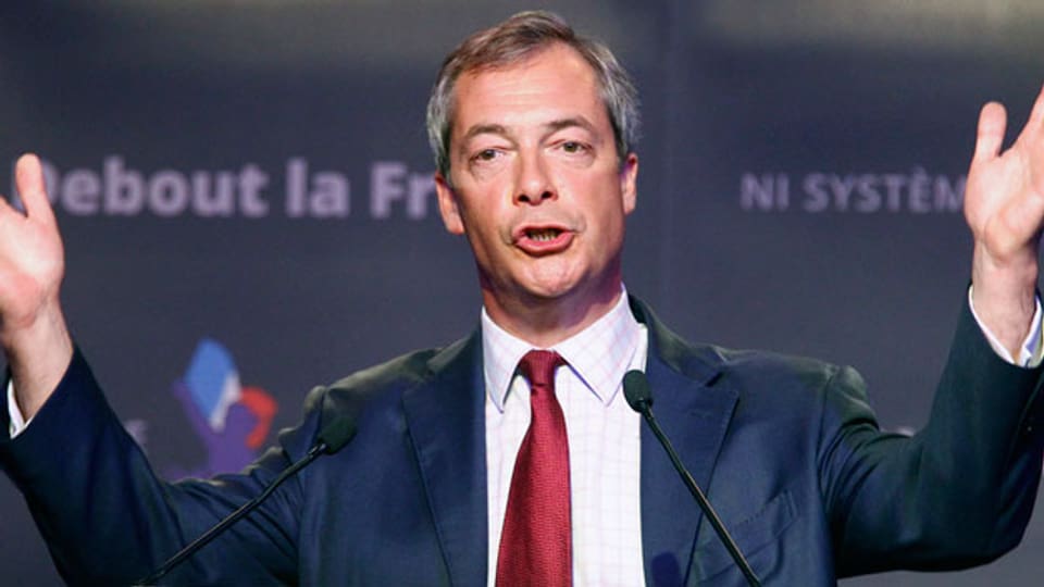 Nigel Farage, Führer der UK Independence Party (UKIP), während einer Rede am 13. April 2014.