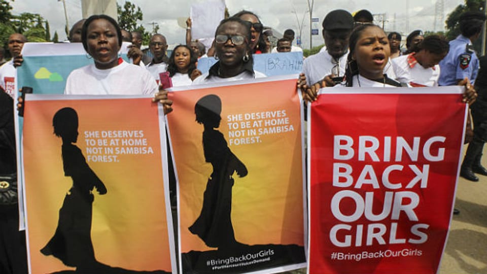 Nigerianerinnen protestieren am Mittwoch in Port Harcourt gegen die Entführung der Schülerinnen.
