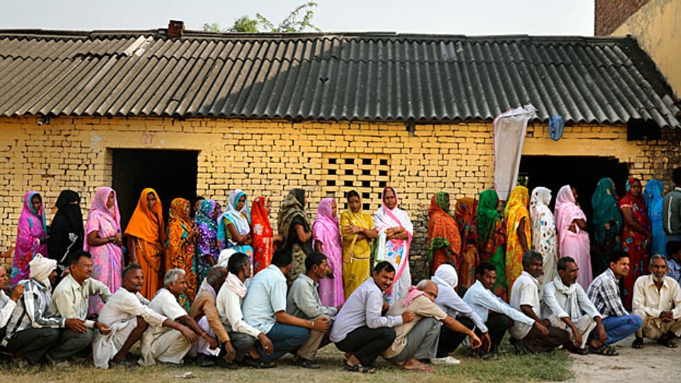 Ein Wahllokal in Jaunpur, im nordindischen Gliedstaat Uttar Pradesh - am letzten Wahltag, am 12. Mai.