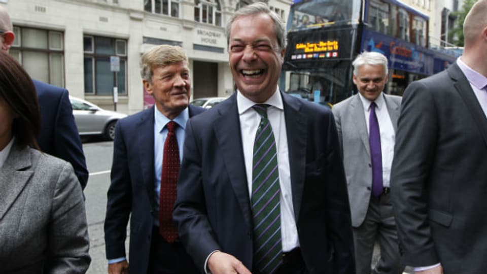 Hat Grund zu Freude: Nigel Farage von Ukip, der Siegerin der Europa-Wahlen in Grossbritannien.