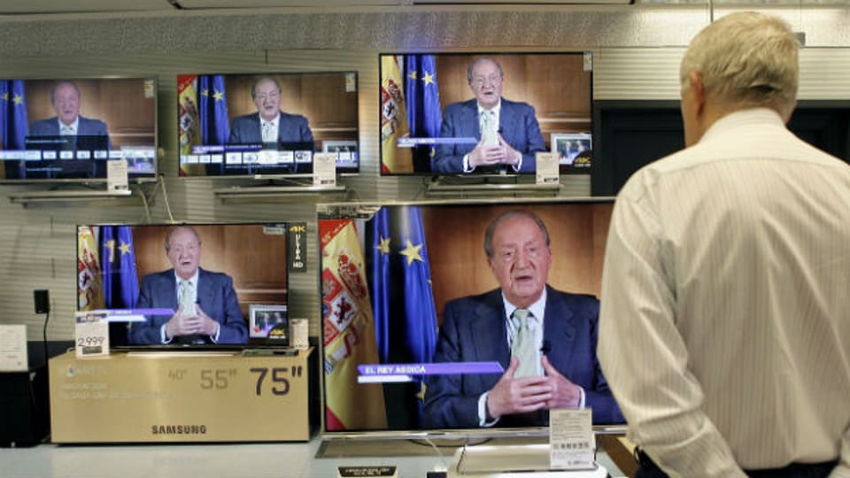 Der spanische König Juan Carlos spricht noch einmal zur Bevölkerung.
