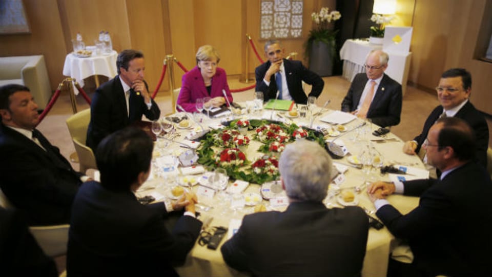 Intensive Gespräche am runden G7-Tisch.