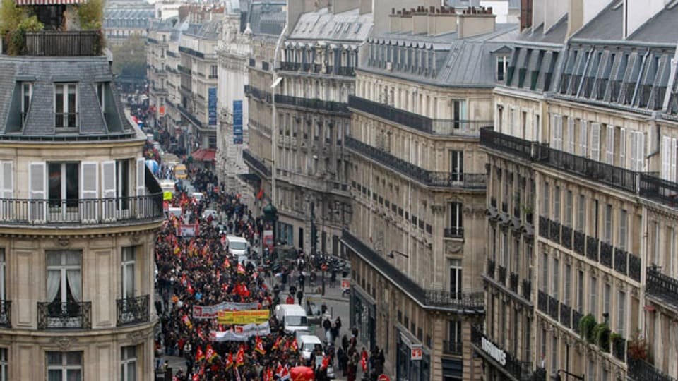 Sogar in Frankreich werden die Gewerkschaften schwächer. Demonstration in Paris gegen die Erhöhung des Rentenalters.