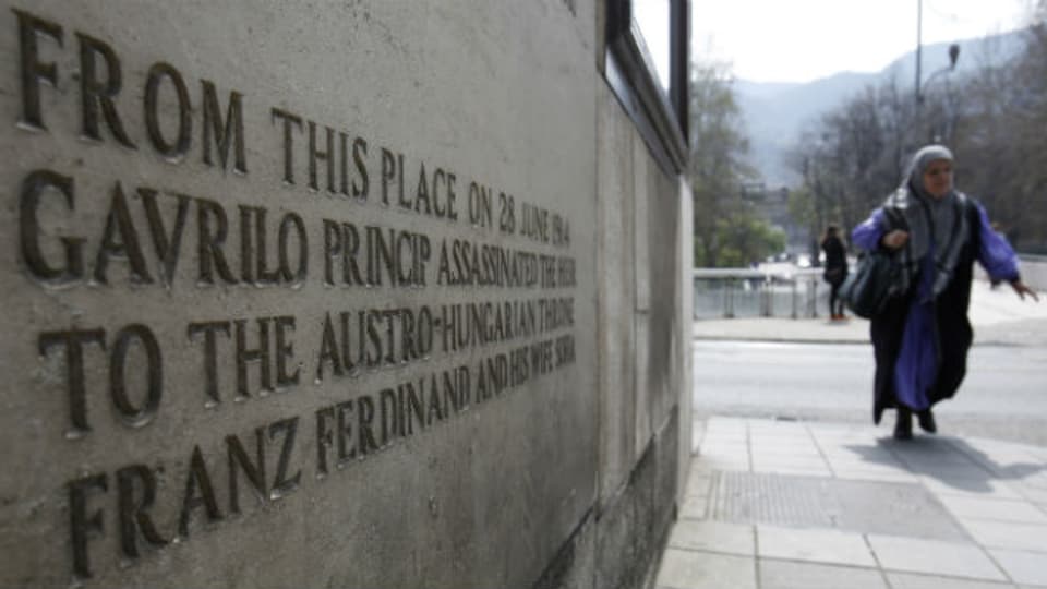  Gedenktafel in Sarajewo – hier geschah am 28. Juni 1914 das Attentat auf Franz Ferdinand.