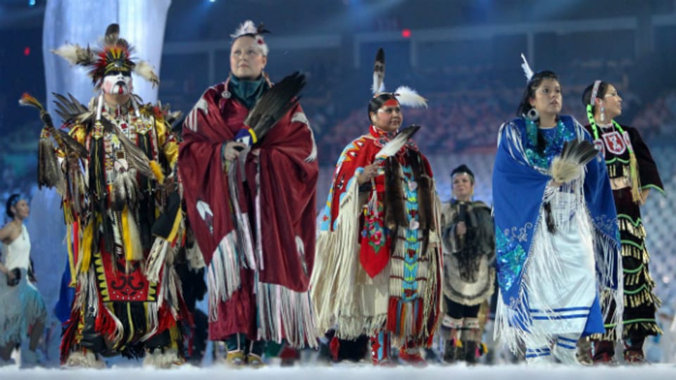 Vertreter der Ureinwohner Kanadas bei der Eröffnungsfeier der Olympischen Spiele 2010 in Vancouver.