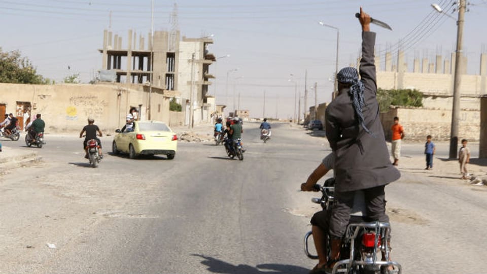Jubel in Tabqa nach der Eroberung des Flughafens durch die Terrormiliz IS.