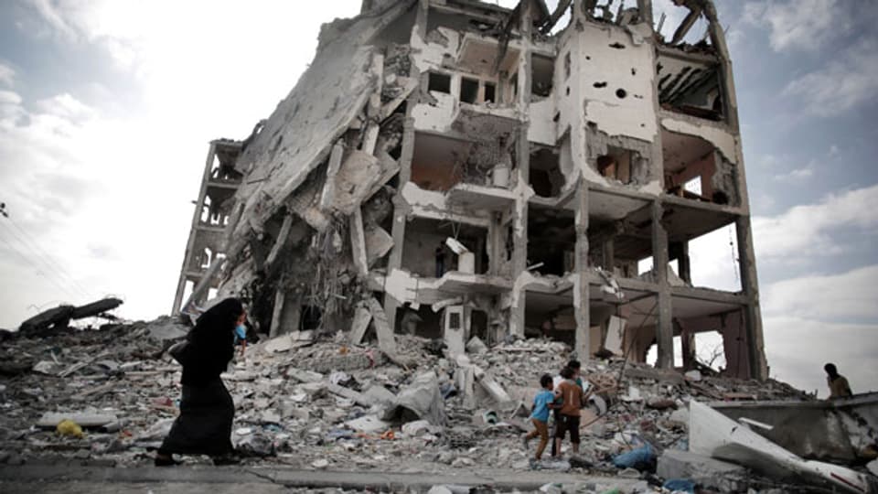 Zerbombtes Haus in Gaza Stadt.