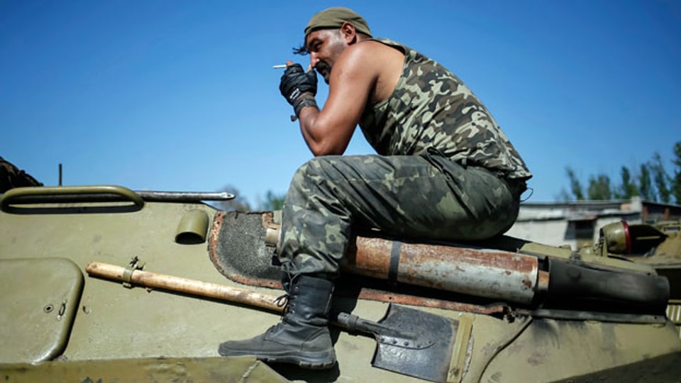 Ukrainischer Soldat in der Nähe von Kramatorsk 4. September.