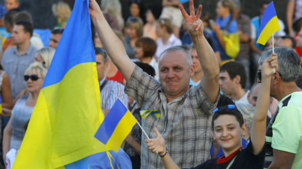 Die Einwohner von Mariupol hoffen auf Frieden. Tausende hatten am Donnerstag gegen den Krieg demonstriert.
