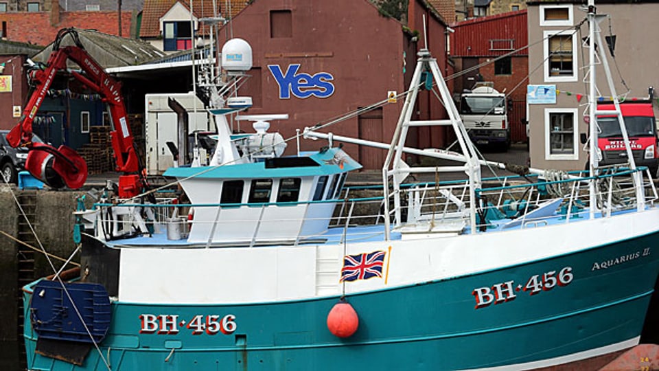 Ein «Yes» zur schottischen Unabhängigkeit im Hafen von Eyemouth.