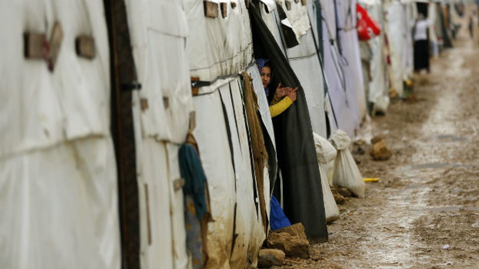 Syrische Flüchtlinge im provisorischen Camp Fayda, östlich von Beirut (März 2014).