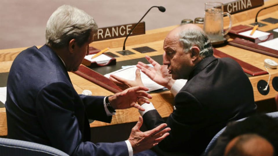 US-Aussenminister Kerry im Gespräch mit seinem französischen Amtskollegen Fabius