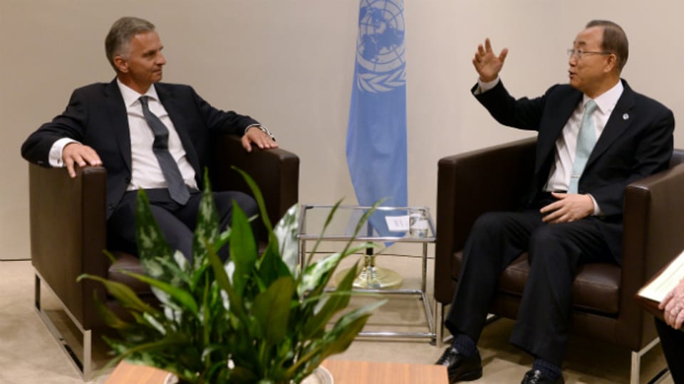 Bundespräsident Burkhalter bei einem Treffen mit UNO-Generalsekretär Ban Ki-moon.