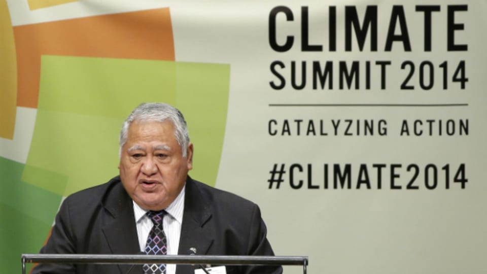 Der Premier von Samoa, Tuilaepa Aiono Sailele Malielegaoi, spricht am Klima-Gipfel der UNO.