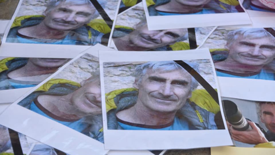 Porträts des französischen Bergführers Hervé Gourdelin, der in Algerien entführt und getötet wurde.