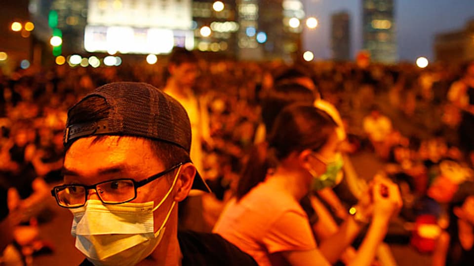 Protestierende im Hongkonger Finanzdistrikt.