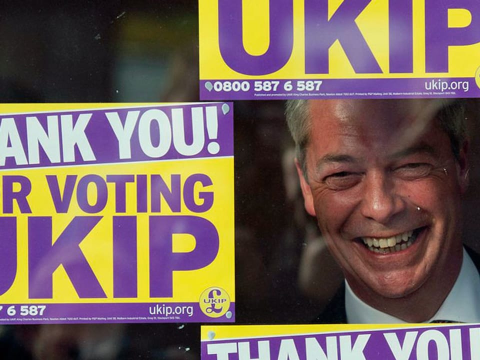 Wahlwerbung mit Nigel Farage, Ukip.