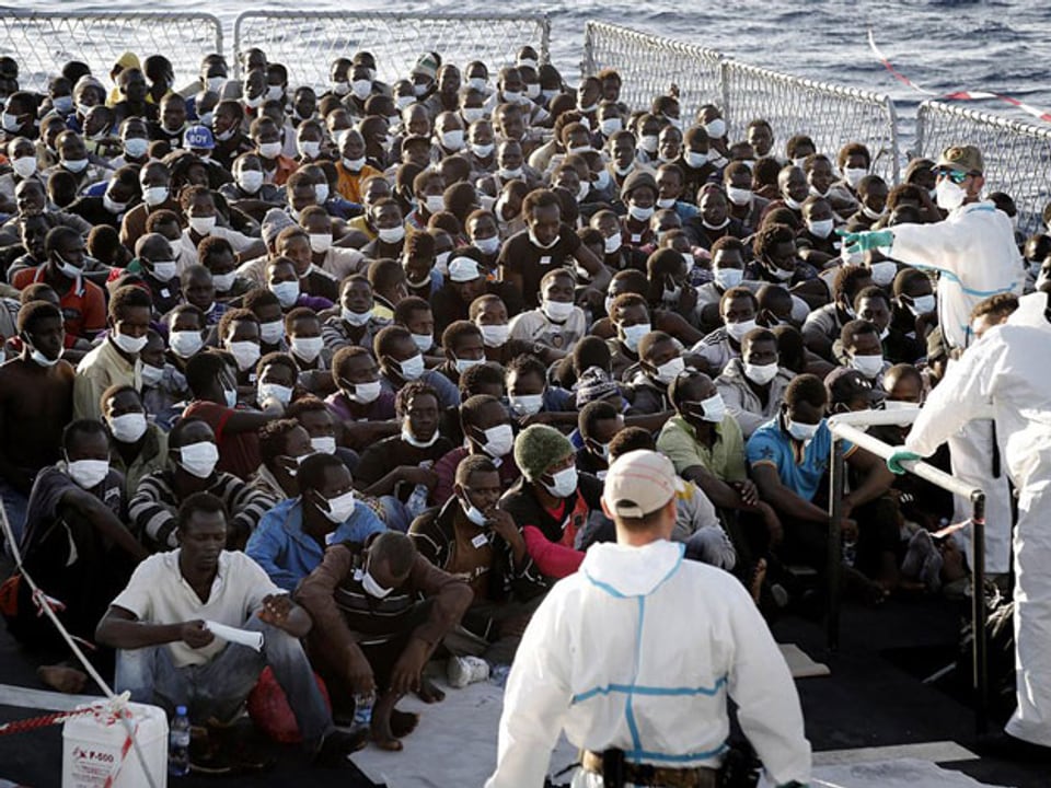 Flüchtlinge die in Italien Schutz suchen.