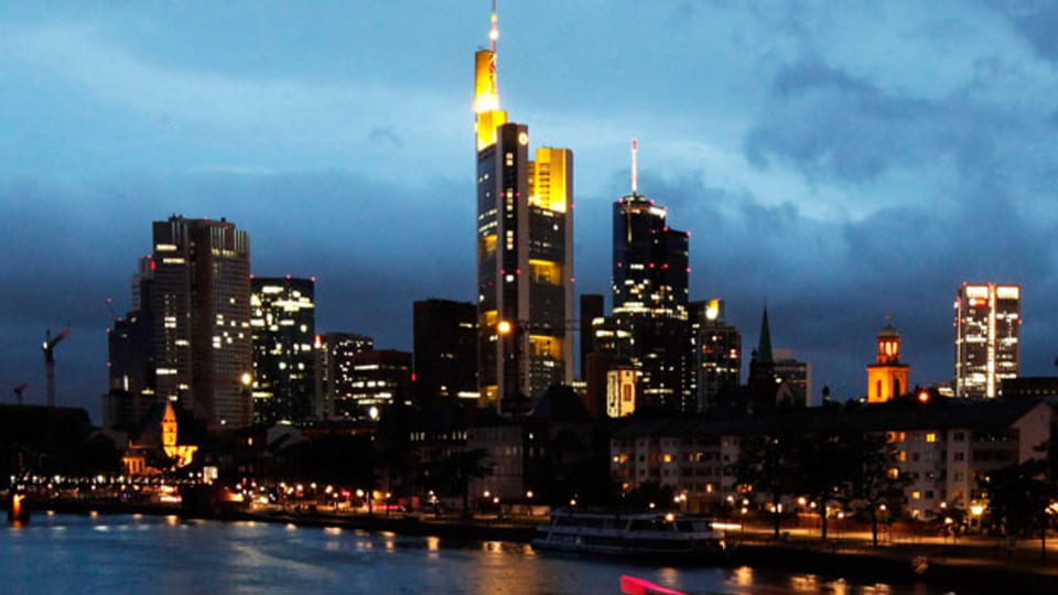 Am Sonntag veröffentlicht die EZB die Ergebnisse des letzten Banken-Stresstests. Die Banken-Skyline in Frankfurt am Main.